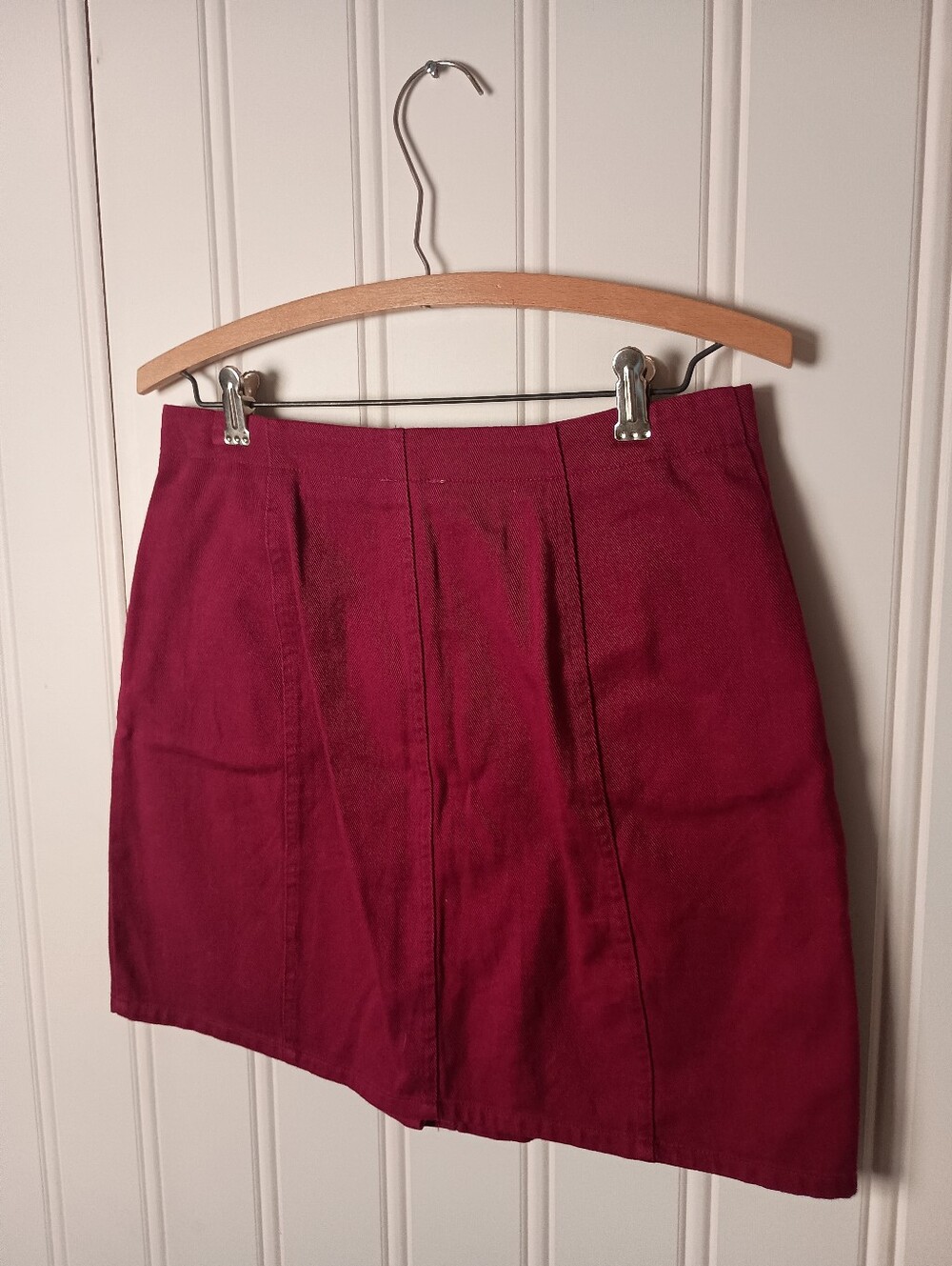 Harper- Burgundy Button-Front Mini Skirt- Size M - Picture 4 of 6